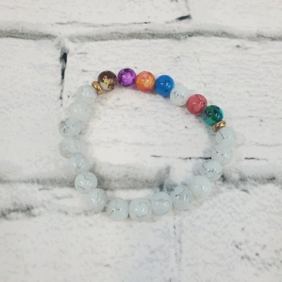 Beautiful Chakra Stones Earrings and Matching White Lava Stone Chakra Bracelet. - Picture 14 of 15